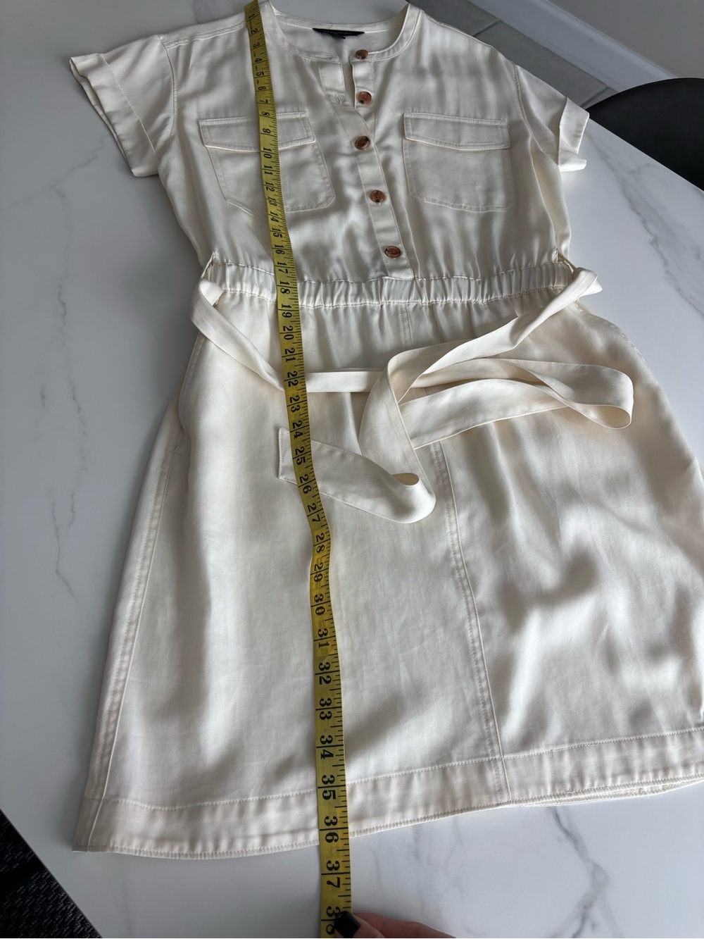Banana Republic Off-White Utility dress 100% Tencel sz Small - Picture 13 of 14